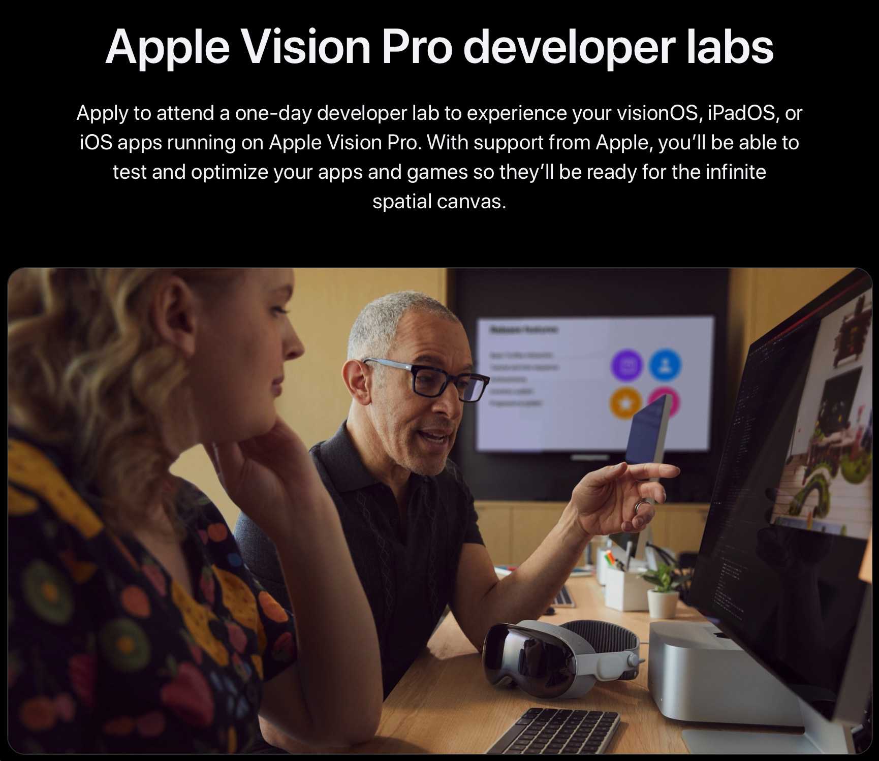 Description of Apple's Vision Pro Developer Labs